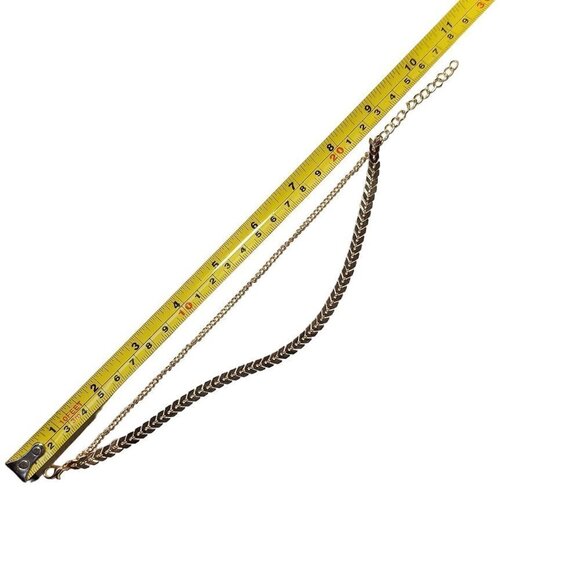 Gold Tone Ankle Bracelet Chevron Chain Layered Look Anklet Boho Beach - Picture 3 of 3